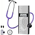 FriCARE Dual Head Stethoscope - Stethoscopes for Nurses, Medical Nursing Students, Paramedics/EMT/LVN/VNA Backup - FSA/HSA Eligible Estetoscopio, Lavender Purple Tube, Matte Black Chestpiece