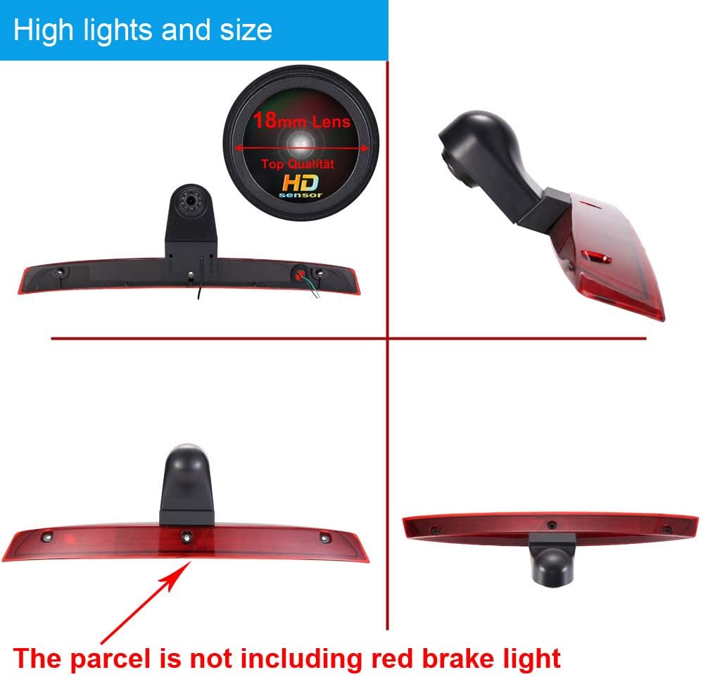 HD IP68 1280Pixels 170° Auto Brake Light Roof Rear View Reversing Backup Camera Parking Aids System with Angle Adjustable Compatible with Mercedes Benz viano Vito W639 V6 van Transporter 3 Bremslicht - Image 5
