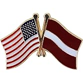 USA and Latvia Flag Die-struck Metal Friendship Lapel Pin with Butterfly Clasp Closure
