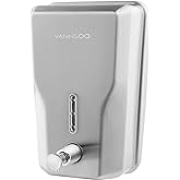 VANNSOO Wall Mount Stainless Steel Soap Dispenser for Bathroom, 48oz (1400ml) Commercial Wall Mounted Metal Liquid Refillable Hand Soap Dispenser