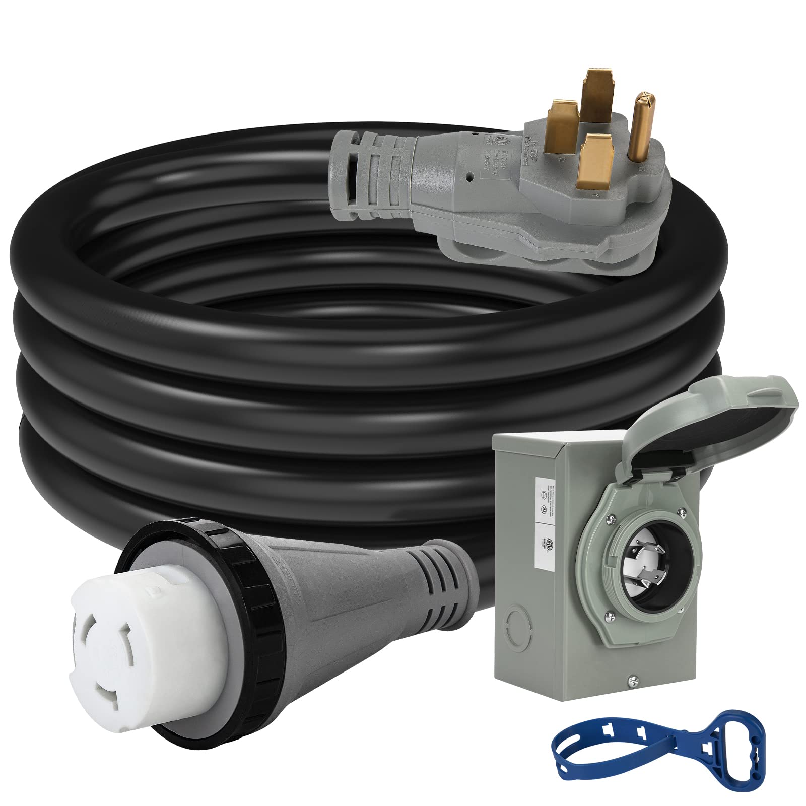 PAULINN 50 Amp Generator Cord 15FT & Power Inlet