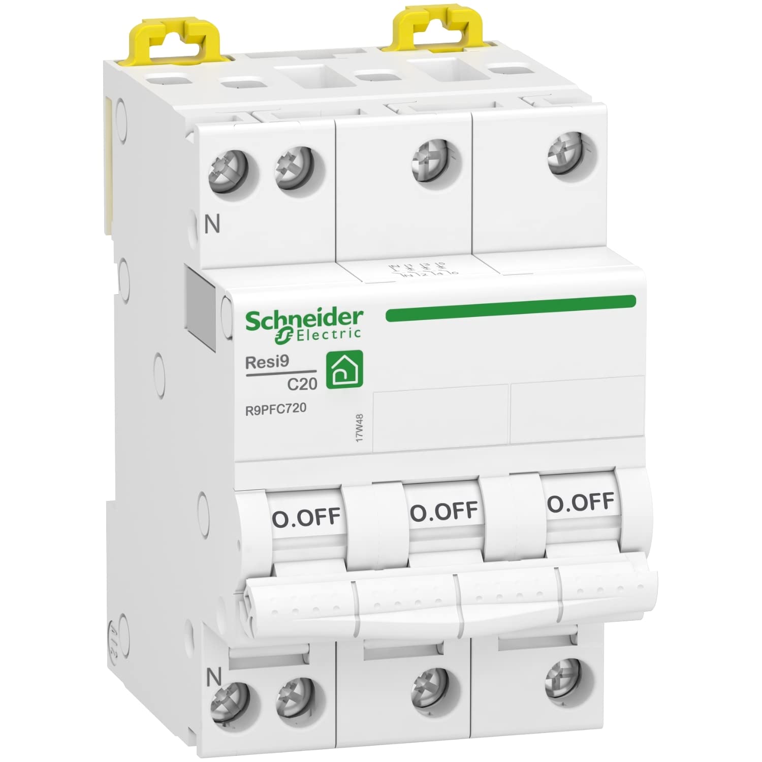Schneider Electric - Resi9 - Modular circuit breaker - 3P+N - 20A - C curve - paintable - R9PFC720