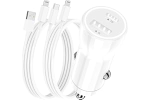 [Apple MFi Certified] iPhone Car Charger Fast Charging, Adeqwat 66W Dual USB-C PD/QC3.0 Power Car Charger Adapter + 2Pack Lightning Cord Quick Car Charging for iPhone 14 13 12 11 Pro/XS/XR/X/8/SE/iPad