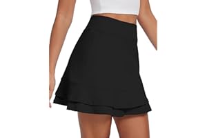 H Hellisal Womens Tennis Skirt 16" Skorts for Woman Dressy Casual High Waisted Golf Athletic Ruffle Skirts with Pockets