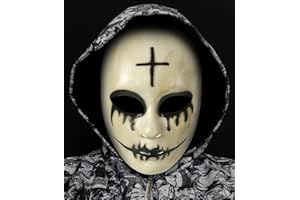 UQJE The Purge Anarchy Mask Horror Killer Female Evil Grin Mask Halloween Party Costume Props