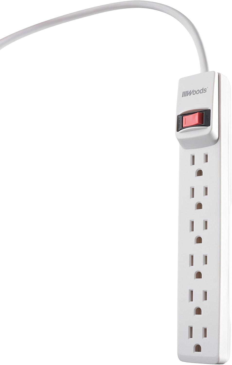 Woods 41345 Surge Protector With Overload Safety Feature And 6 Outlets For 280J Of Protection, 1