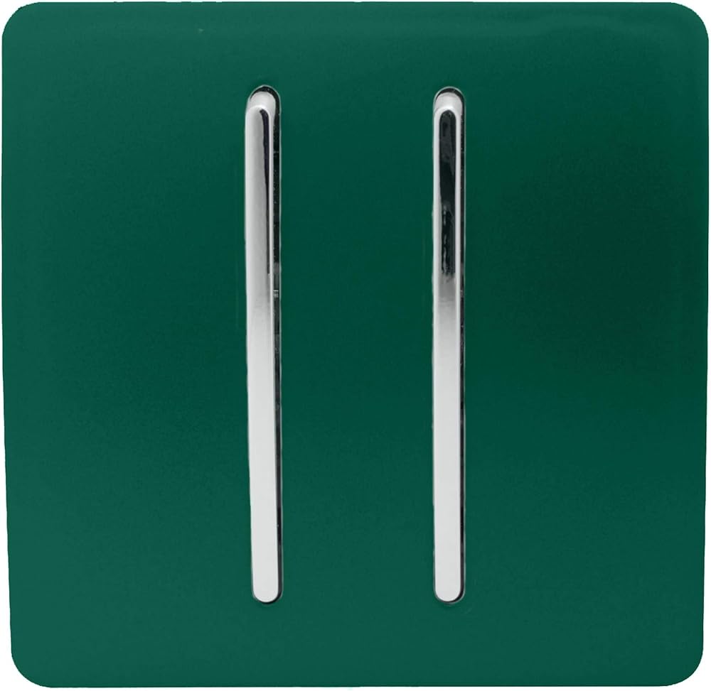 Trendi Switch 2 Gang 2 Way 240V Screwless Front Plate Green ART-SS4DG