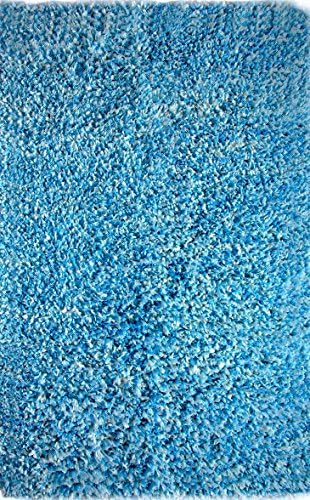 Global Accents Cloud Collection - (5'x8') Silk Rayon Viscose and Cotton Shag Textured Pattern Accent Royal Shag Area Rugs for Living, Indoor &amp; Dining Room, Color Blue White - Blue Rug - Shag Area Rug - Made in India
