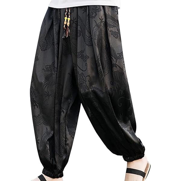 Amazon.com: Mens Vintage Ice Silk Harem Pants Casual Baggy Hippie