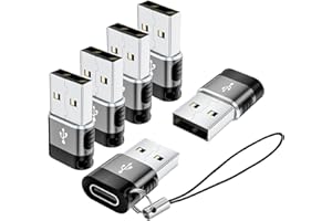BaseNew USB to USB C Adapter 6 Pack,USBC to USB Adapter,USBA Male to USB C Female,OTG Adaptor,USB to USBC Cable Converter for iPhone,MacBook,iPad,Car Play,Charger,Grey