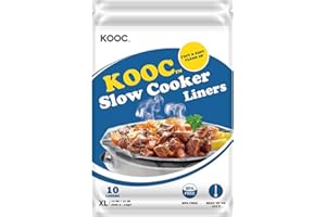 [NEW] KOOC Disposable Slow Cooker Liners and Cooking Bags, Extra Large Size Fits 6QT - 10QT Pot, 14"x 22", 1 Pack (10 Counts), Fresh Locking Seal Design, Suitable for Oval & Round Pot, BPA Free