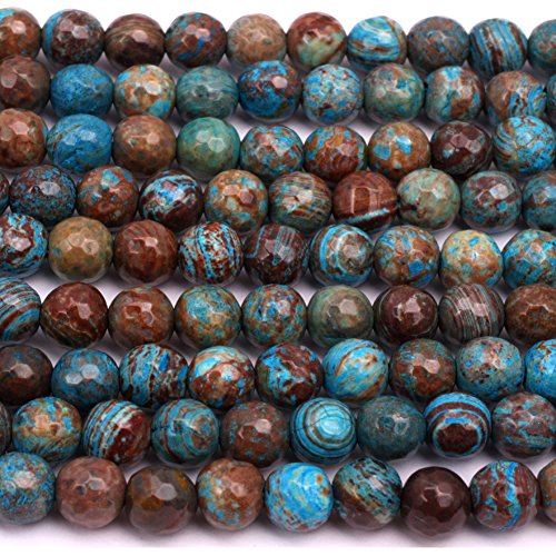 Dyed Round Faceted Sea Sediment Jasper Gemstone Blue Jewelry Making Loose Beads 15