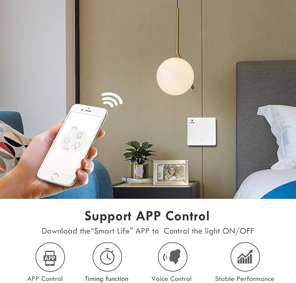 eMylo Zigbee Smart Switch Interruptor de luz de pared inalmbrico Control remoto Botn basculante Funciona con Zigbee Central Hub Control de voz compatible con AlexaGoogle Home 1 Gang Blanco
