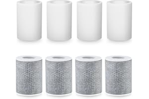 BREADEEP 8 PCS Faucet Filter Cartridge Replacement for Kitchen & Bathroom Sink, 4 PP Cotton Fiber 4 Carbon Fiber for Faucet Extender Improve Water Conditions Removes Chlorine Fluoride Heavy Metal