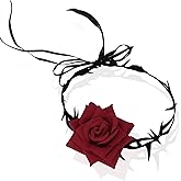 WHAVEL Flower Choker Necklace for Women Red Rose Flower Necklace GothicBlack Velvet Choker Halloween Cosplay Costume Party Accessory