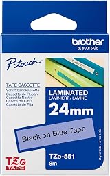 Brother TZe-551 Label Tape 24 mm x 8 m Laminated Black on Blue