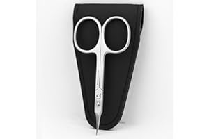 GOALIEX Cuticle Scissors Extra Fine Curved - Professional Stainless Steel Grooming scissors for Eyebrow, Mustache, Nose Hair, Eyelash, Dry Skin - Manicure Scissors