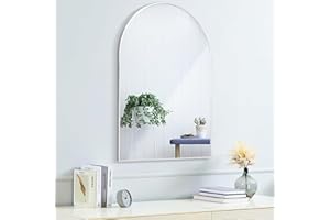 SCWF-GZ 20x30 Arch Mirror Square Wall Mounted Metal Frame Mirrors for Entryway Bedroom Bathroom Living Room 20 30 inch Gold Black - Silver