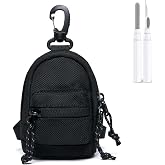 ChouXiLin Mini Backpack Case for AirPods 4 2024 AirPods Pro 3,Purse Coin Wallet Keychain Pouch with Detachable Adjustable Long Lanyard &amp; Lock, Multi-Functional Cable Organizer Travel Pouch for Women