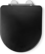 Croydex Iseo D Shape Soft Close Toilet Seat Black Antibacterial Wood Quick