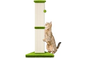 MEOWHOMM Cat Scratching Post 32 Inch Tall Cat Scratching Post for Indoor with 5 Inch Diameter Post and Ball Cat Scratcher for Medium and Large Cats
