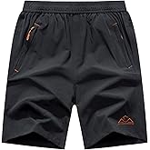 Rdruko Men's Quick Dry Hiking Shorts Lightweight Running Gym Outdoor Active Shorts with Zipper Pockets