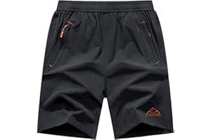 Rdruko Men's Quick Dry Hiking Shorts Lightweight Running Gym Outdoor Active Shorts with Zipper Pockets