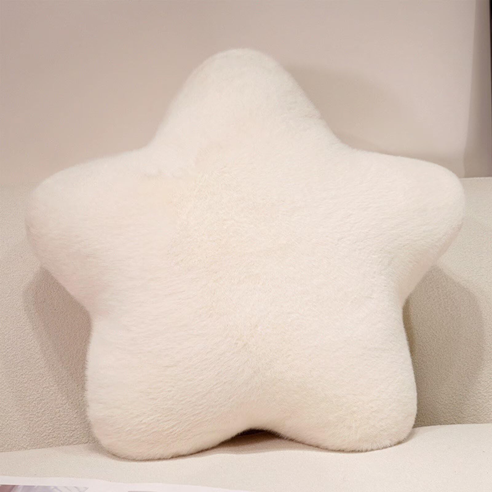 Bettschlange Cuddly Cushion Children, Star Children's Cushion, Soft Fluffy Star Cushion, Children's Room Star Shape Decorative Cushion for Girls and Boys, Home Bedroom, White, 30 x 30 cm