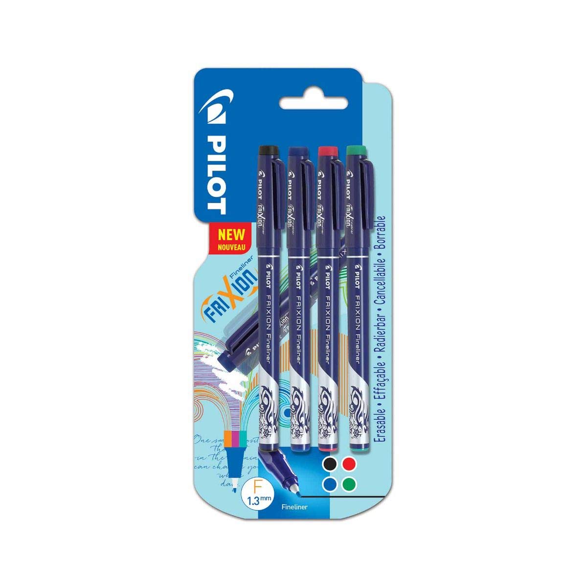 Pilot FriXion Fineliners Pack of 4 Black/Blue/Red/Green 702537007