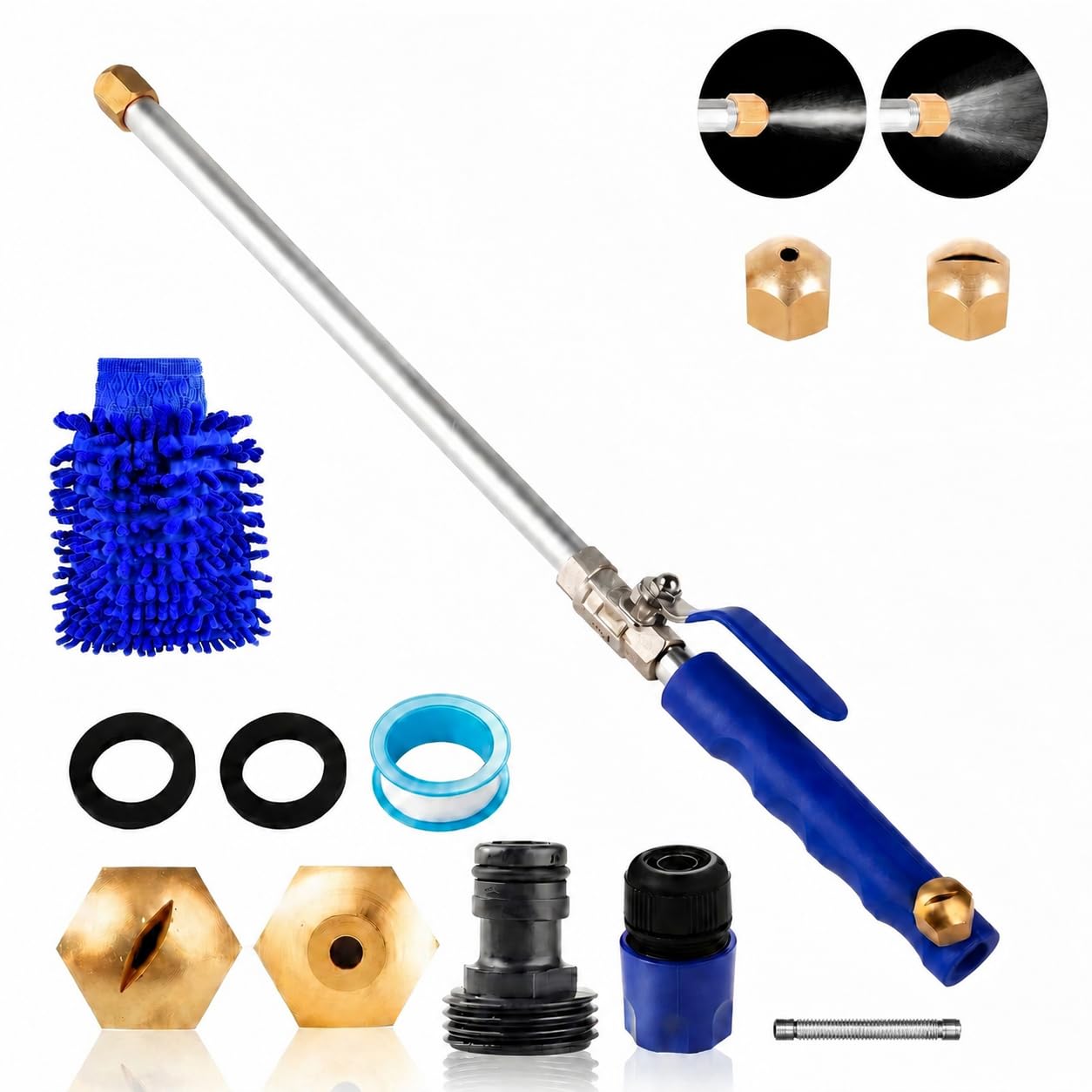 upgraded jet nozzle power washer for garden hose,1pc 2-in-1 jet nozzle high pressure hose nozzle wit