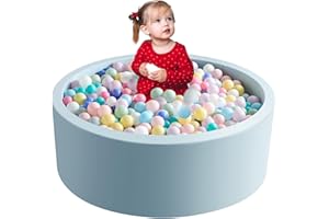 Aunekiv 35.4" x 11.8" Foam Ball Pit for Toddlers, Baby Round Balls Pool for Babies 1-3, Kids Play Ball Pits Ideal Gift for Boys and Girls, Balls Not Included, Lightblue