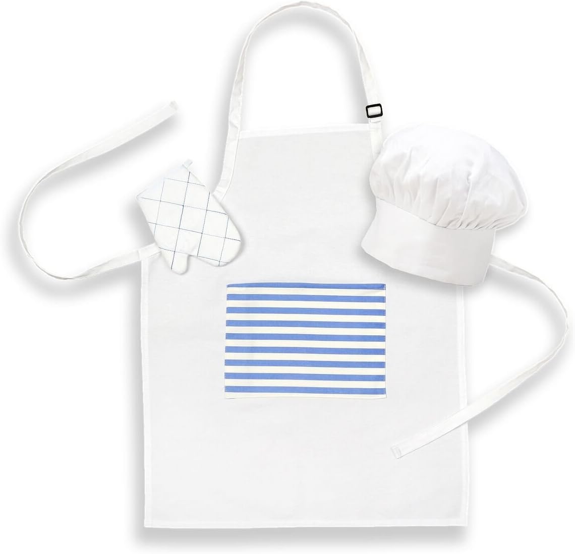 Prime Kids Apron Bundle with Pocket, Chef Hat, and Oven Mitt