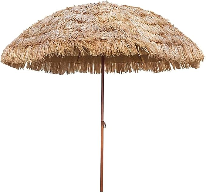 WeZest Hawaii Straw Parasols, Beach Sun Umbrella 7.4ft,Hawaii Straw