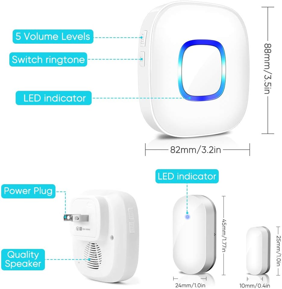 Wireless Door Sensor Alarm Chime, BITIWEND Home Security Window Entry