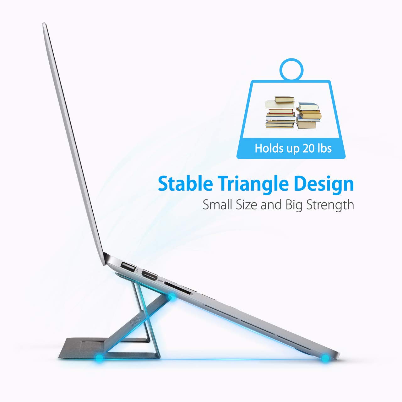 Poweradd Tablet Stand, Lightweight Adjustable Tablet Holder, Desktop Stand Dock Laptop Stand Compatible with iPad, Tablets, Laptop, Nintendo Switch and More - Grey