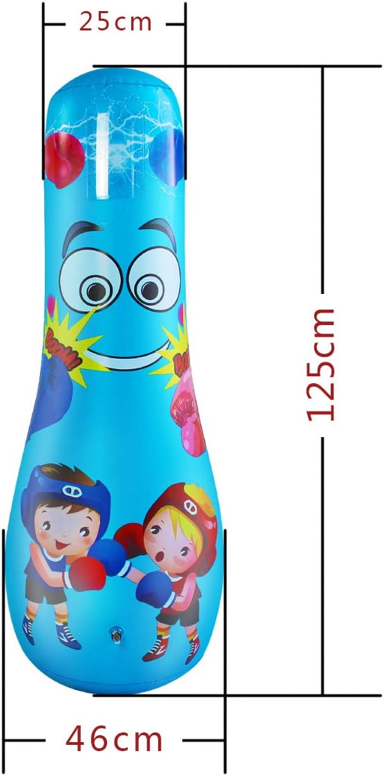 Inflatable Punching Bag for Kids，Free Standing Boxing Bag for Immediate Bounce Back Heavy Punching Bag for Practicing Karate, Taekwondo, De-Stress Boxing Bag for Boy/Girl. (Child 125CM, Blue) : Sports & Outdoors
