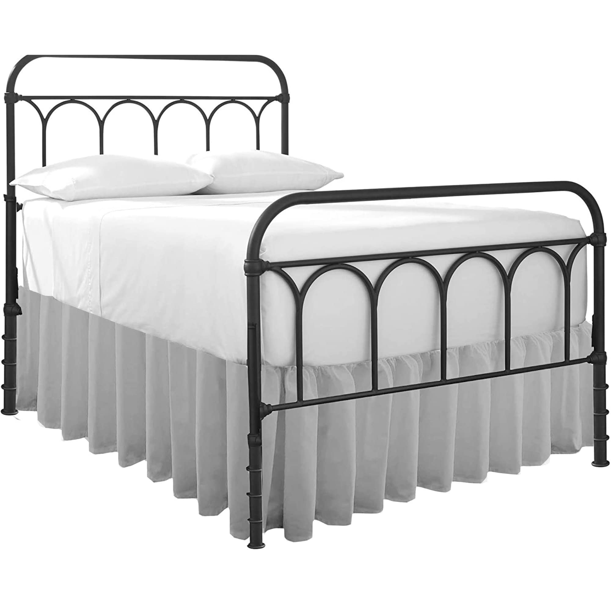 Photo 1 of Cottingon Ruffled Bed Skirt with Split Corners-Dust Ruffle - 16" Drop 100% Microfiber Soft,Sheen & Luxurious Look - Bed Skirts (Light Grey -King)