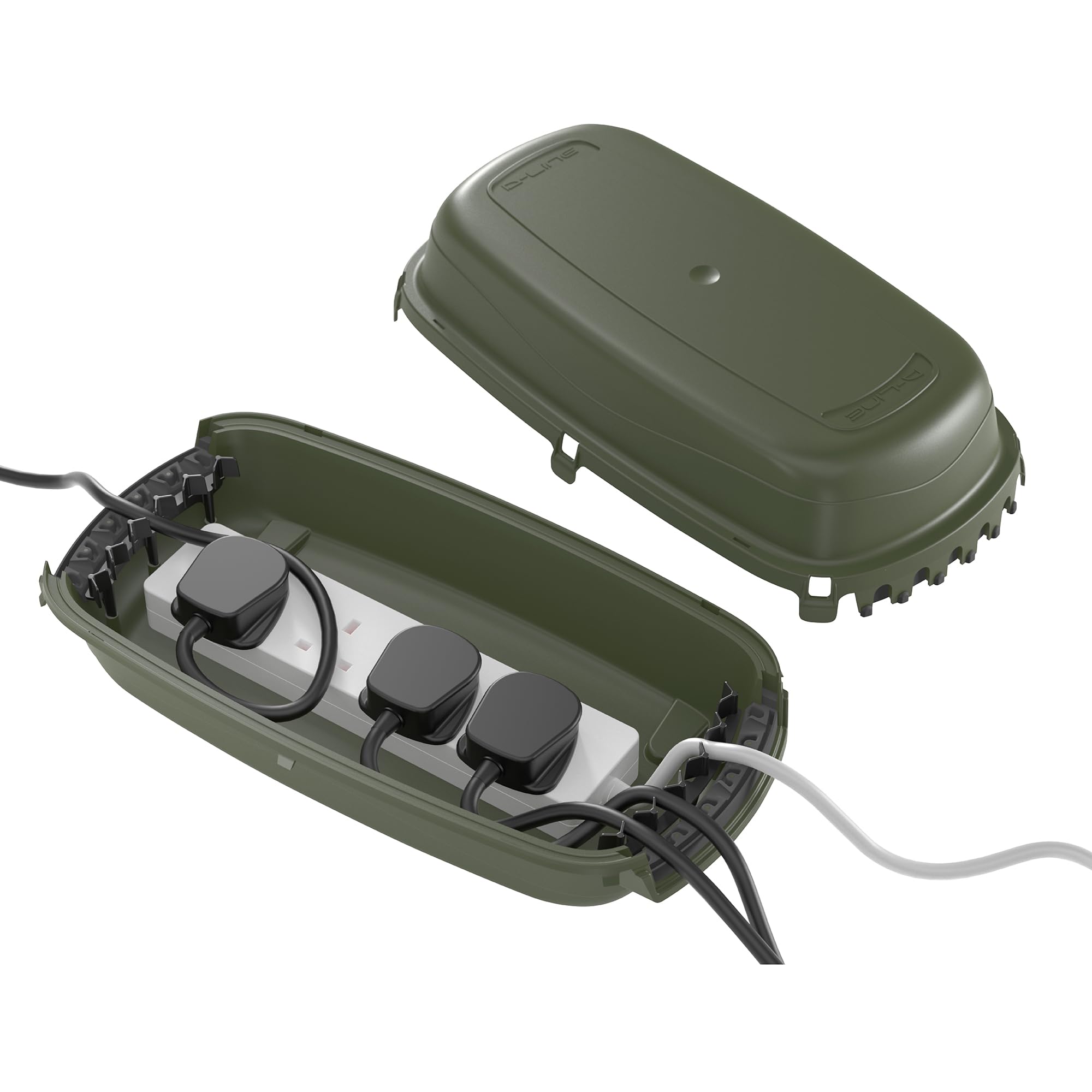 D-Line OCM002 Weatherproof Electrical Box, Outdoor Extension Socket Box, IP54, 2 x Entry and Exit Sections for Ease of Use, Green