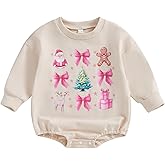 MoZiKQin Baby Christmas Outfit Girl Boy Crewneck Sweatshirt Bubble Romper Sweater Jumpsuit Cute Fall Winter Clothes