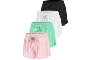 Mexholin 3/4 Packs Girls Butterfly Shorts 2 in 1 Girls Athletic Shorts Youth Flowy Shorts for Active, Running,Basketball