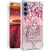 Topgraph Compatible with Samsung Galaxy S24 & S25 Case Cute Clear for Women,Cool Transparent Silicone Phone Cases Cover - Pink Christian Bible Verses