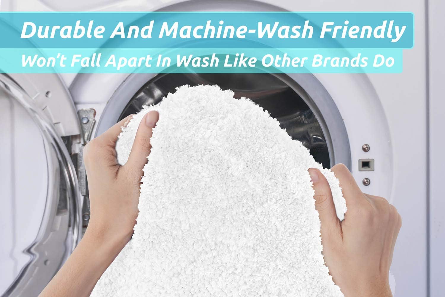 Luxe Rug White Plush Bathroom Rugs Bath Shower Mat Set w Non Slip Microfiber Super Absorbent Rug Alfombras para Baños (3, White): Home & Kitchen