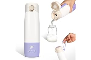 AZOPESY Portable Bottle Warmer 12oz Large Capacity 55W Power, Milk Bottle Warmer for Baby on The Go, Quick Heating, Precise Temperature Control, Preset Modes, for Warming Breast Milk, Water, Formula, Purple