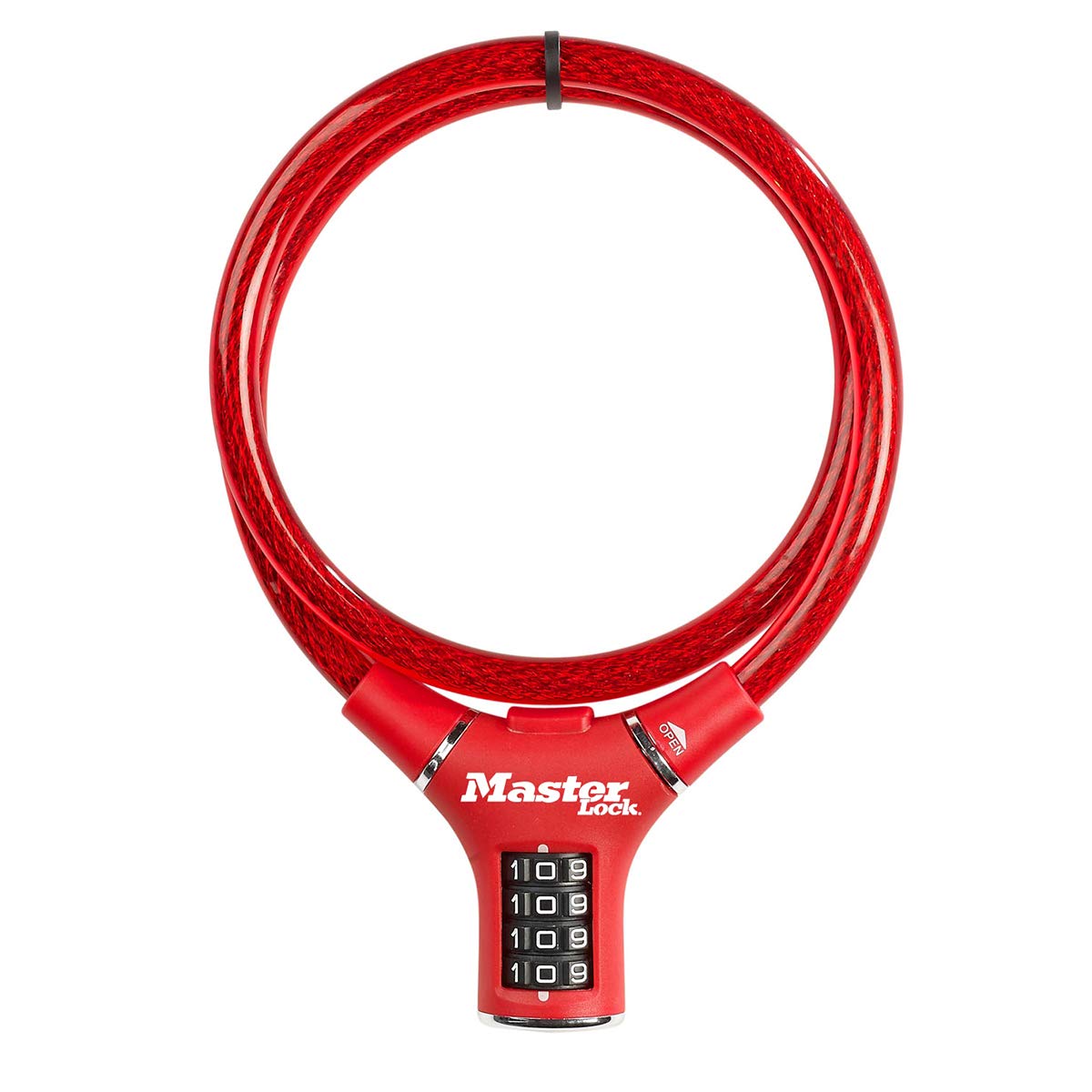 MASTER LOCK Bike Cable Lock [Combination] [90 cm Cable] [Outdoor] [Red] 8229EURDPRORED - Ideal for Bike, Electric Bike, Skateboards, Strollers, Lawnmowers and Other Outdoor Equipment — image 1