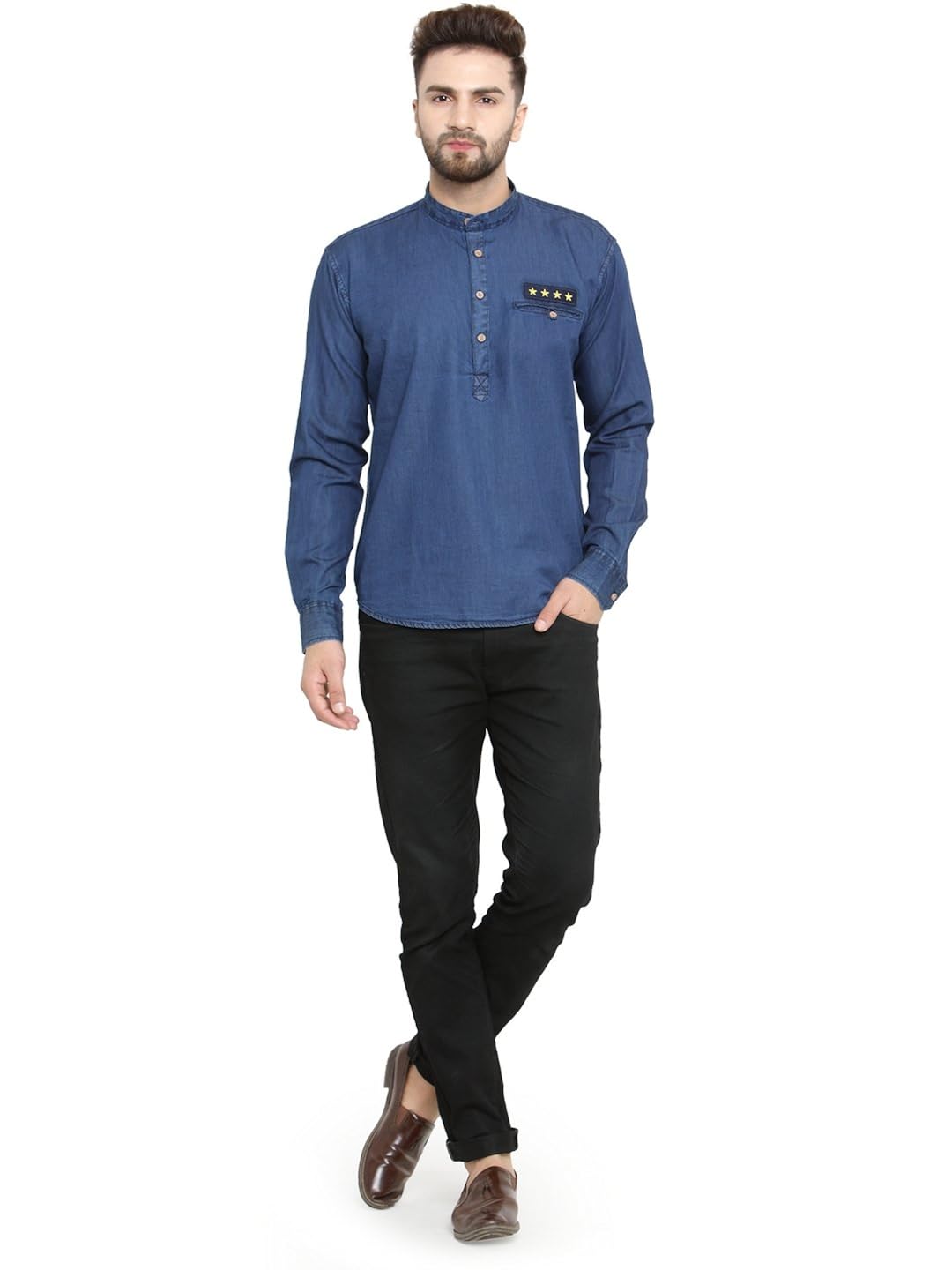 ben martin men's denim cotton kurta