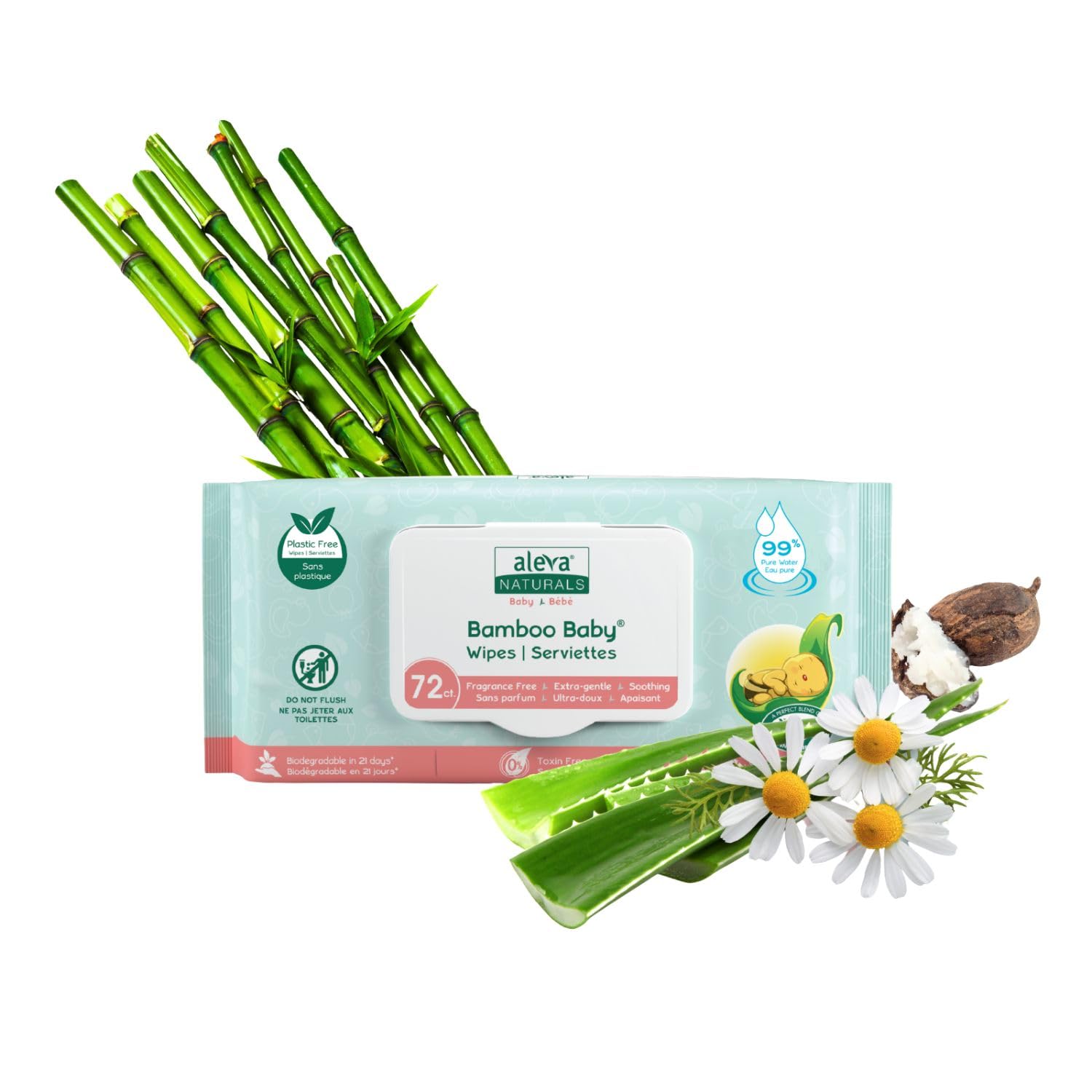 Aleva Naturals Bamboo Baby Wipes, 72 pack