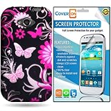 CoverON® ZTE Savvy Hard Plastic Slim Case Cover Bundle with Clear Anti-Glare LCD Screen Protector - Pink Butterfly