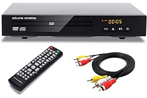atune analog DVD Player, All Region Free CD DVD Disc Players, with NTSC/PAL System, AV/Coaxial Outputs, Compact Design, with RCA Cables & Remote Control Apply for Home TV, Black