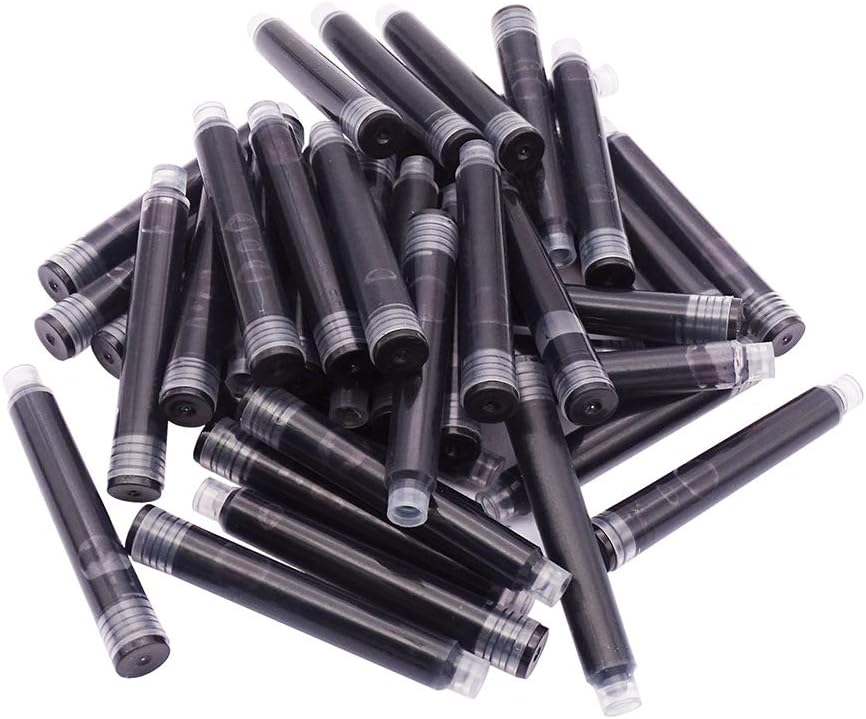 LanxiviYongsheng Fountain Pen Ink Cartridges,Set of 40 BLACK INK CARTRIDGES