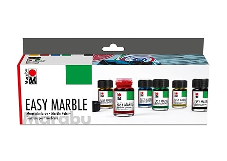 Marabu 1305000000087 - Easy Marble Starter Set, Marmorierfarbe zum kinderleichten Tauchmarmorieren von Kunststoff, Glas, Holz